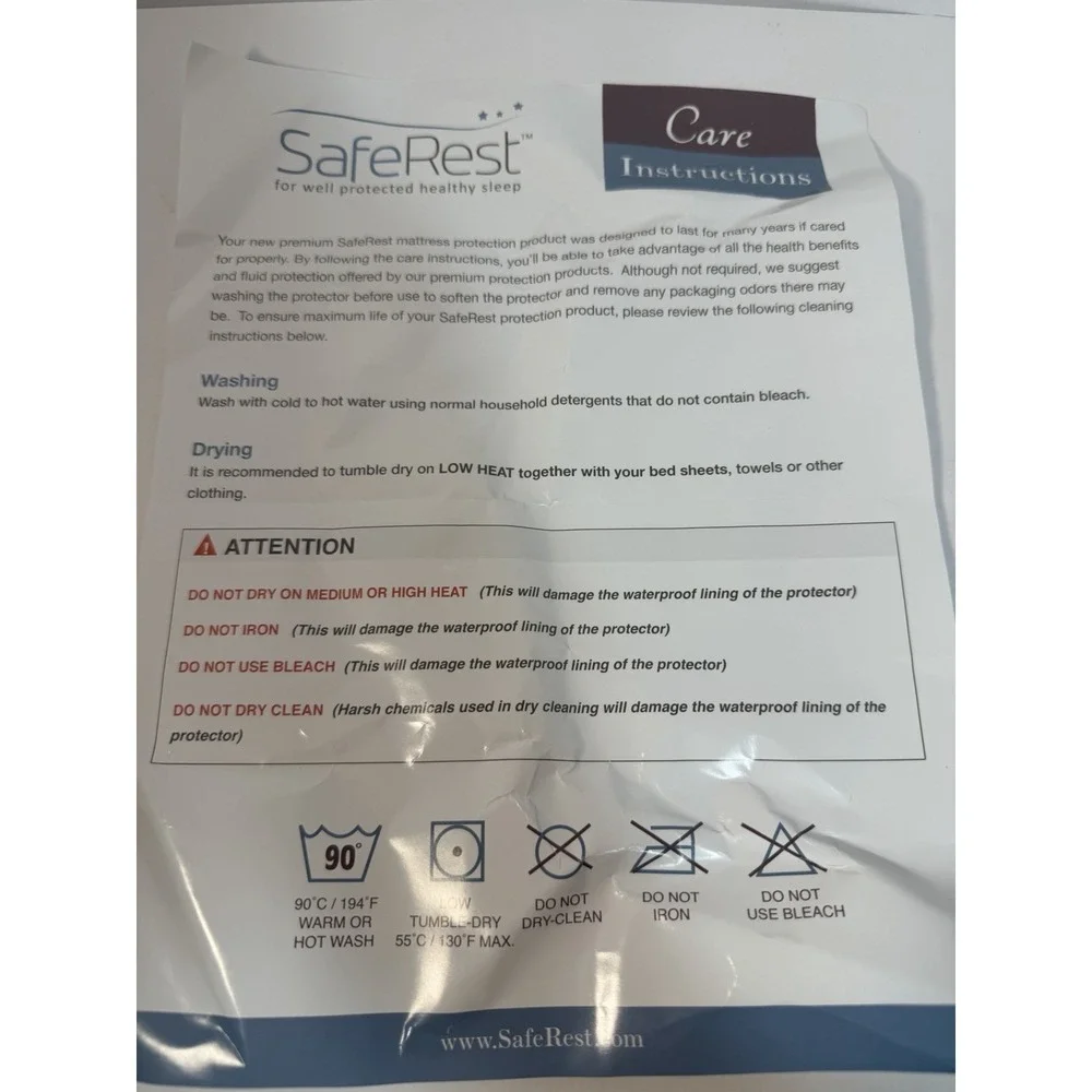 SafeRest Twin Size Premium Hypoallergenic Waterproof Mattress Protector - Vinyl